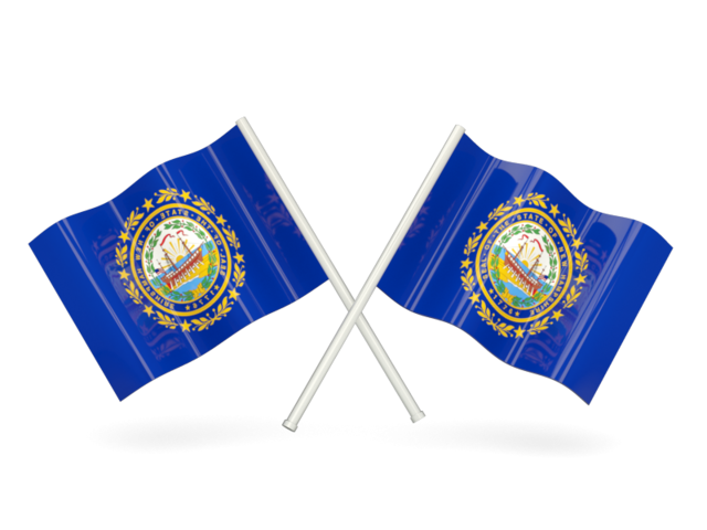 Two wavy flags. Download flag icon of New Hampshire