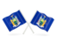 Flag of state of New York. Two wavy flags. Download icon