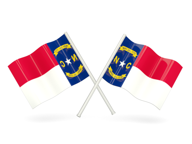 Two wavy flags. Download flag icon of North Carolina
