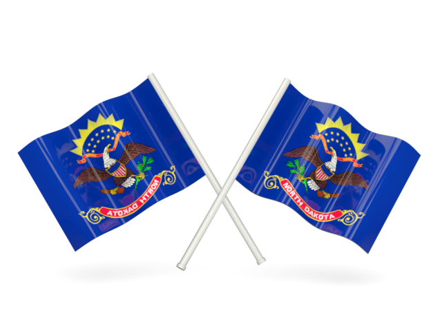 Two wavy flags. Download flag icon of North Dakota