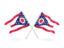 Flag of state of Ohio. Two wavy flags. Download icon