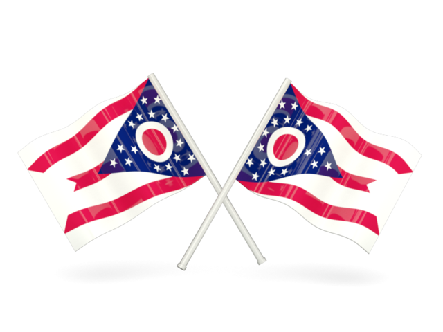 Two wavy flags. Download flag icon of Ohio
