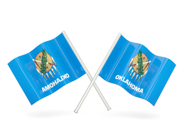 Two wavy flags. Download flag icon of Oklahoma