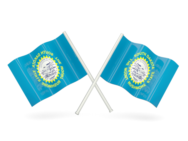 Two wavy flags. Download flag icon of South Dakota
