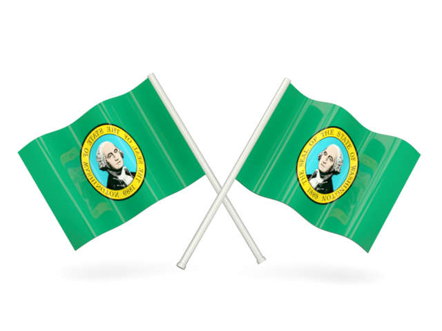 Two wavy flags. Download flag icon of Washington