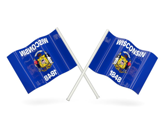 Two wavy flags. Download flag icon of Wisconsin