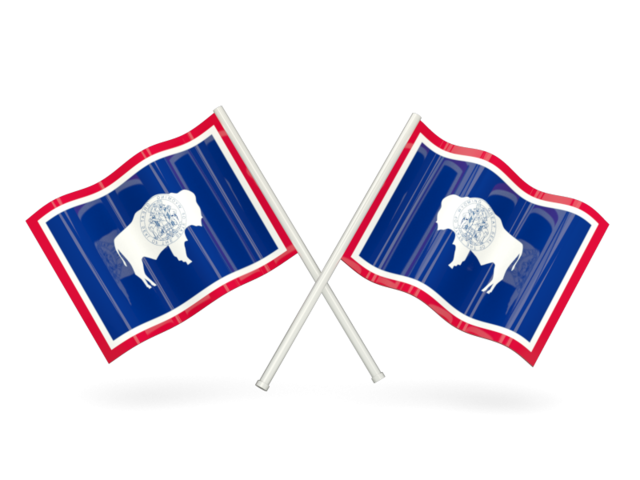 Two wavy flags. Download flag icon of Wyoming