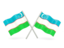 Uzbekistan. Two wavy flags. Download icon.