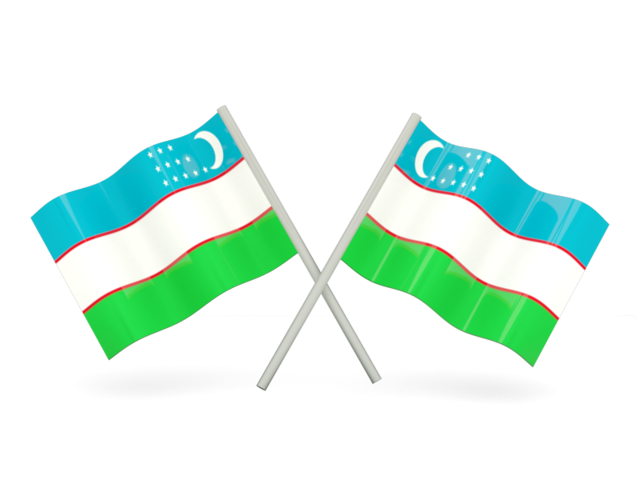 Two wavy flags. Download flag icon of Uzbekistan at PNG format