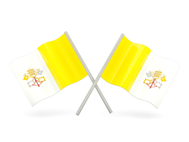 Two wavy flags. Download flag icon of Vatican City at PNG format