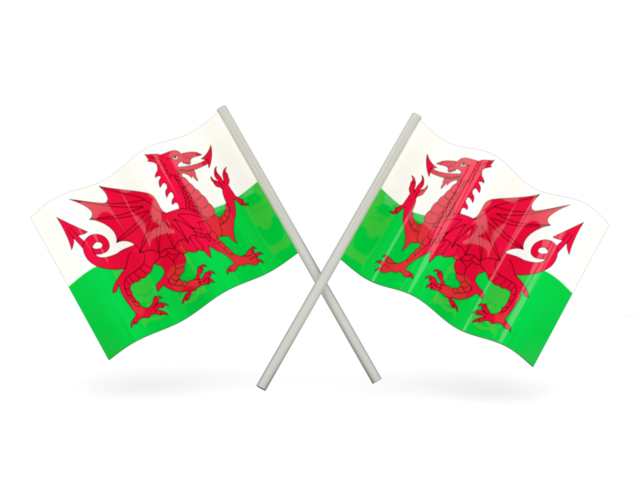 Two wavy flags. Download flag icon of Wales at PNG format