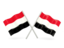 Yemen. Two wavy flags. Download icon.