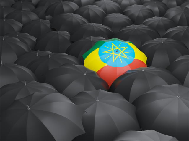 Зонтик с флагом. Скачать флаг. Эфиопия