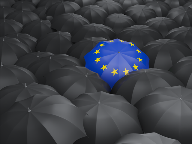 Зонтик с флагом. Скачать флаг. Европейский союз