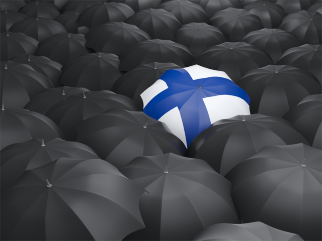 Зонтик с флагом. Скачать флаг. Финляндия