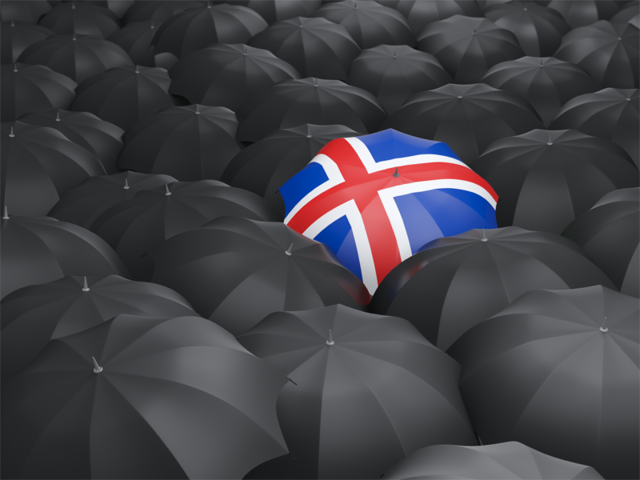 Зонтик с флагом. Скачать флаг. Исландия
