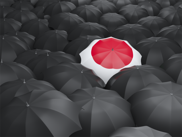 Зонтик с флагом. Скачать флаг. Япония