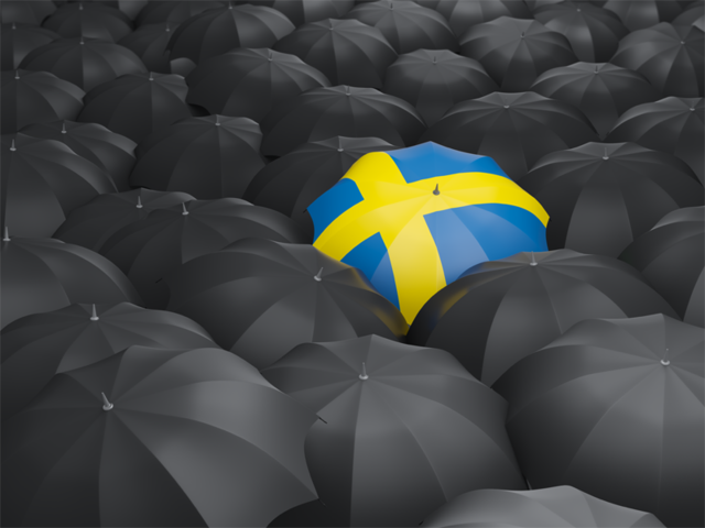Зонтик с флагом. Скачать флаг. Швеция