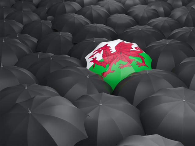 Зонтик с флагом. Скачать флаг. Уэльс