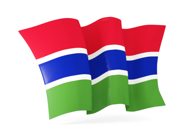 Waving flag. Illustration of flag of Gambia