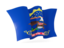 Flag of state of North Dakota. Waving flag. Download icon