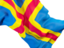 Aland Islands. Waving flag closeup. Download icon.