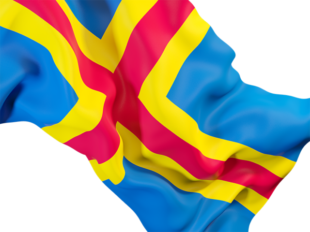 Waving flag closeup. Download flag icon of Aland Islands at PNG format