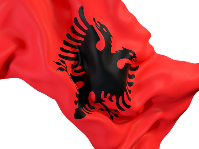 Waving flag closeup. Download flag icon of Albania at PNG format