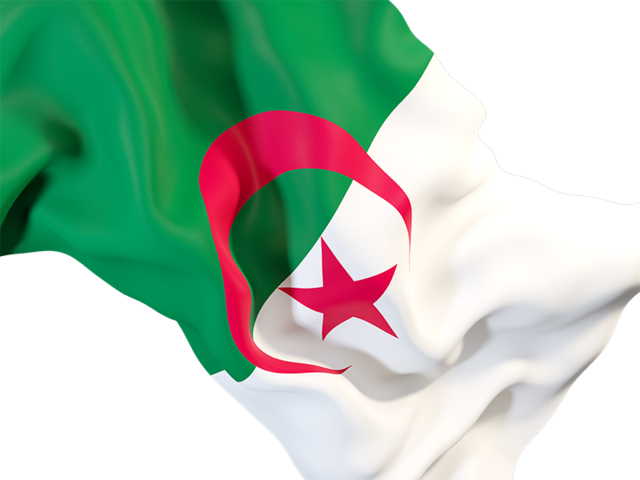 Waving flag closeup. Download flag icon of Algeria at PNG format