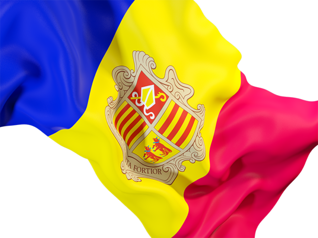 Waving flag closeup. Download flag icon of Andorra at PNG format