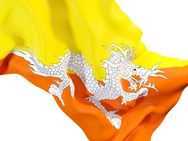 Равевающийся флаг крупным планом. Скачать флаг. Бутан