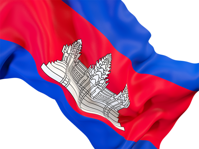 Равевающийся флаг крупным планом. Скачать флаг. Камбоджа