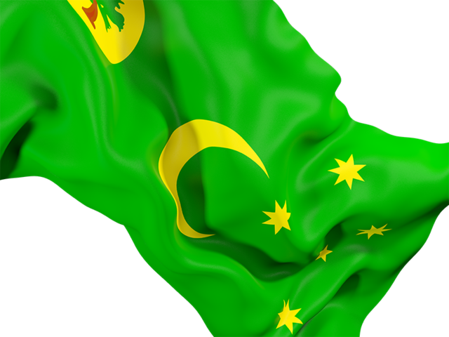 Waving flag closeup. Download flag icon of Cocos Islands at PNG format