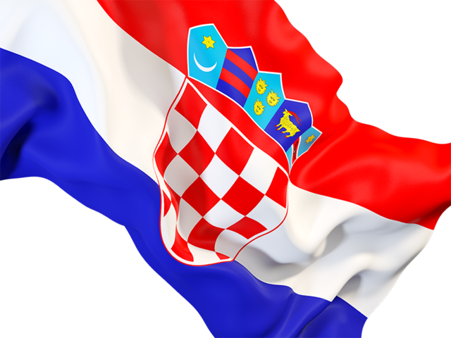 Waving flag closeup. Illustration of flag of Croatia