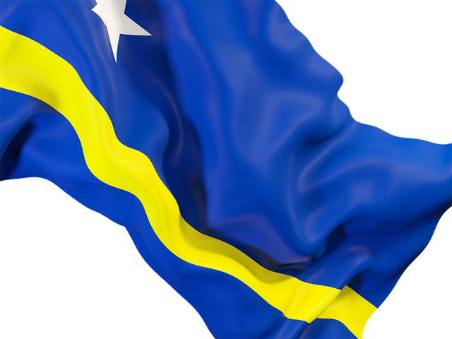 Waving flag closeup. Illustration of flag of Curacao