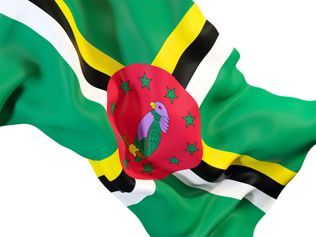 Waving flag closeup. Download flag icon of Dominica at PNG format