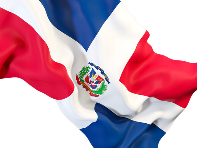 Равевающийся флаг крупным планом. Скачать флаг. Доминиканская Республика