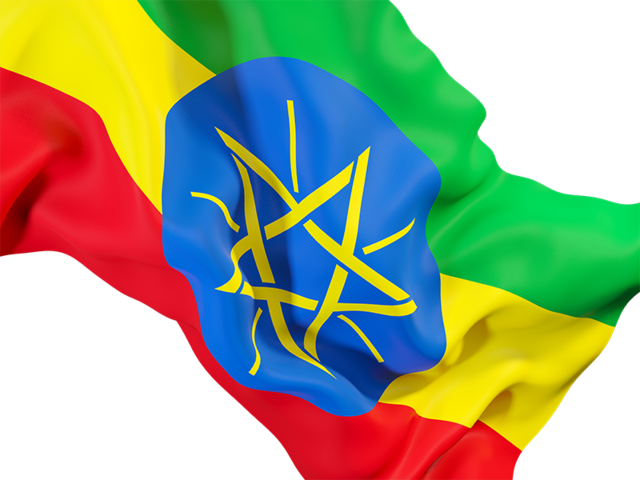 Равевающийся флаг крупным планом. Скачать флаг. Эфиопия