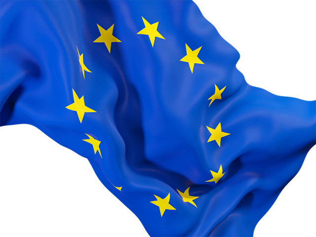 Равевающийся флаг крупным планом. Скачать флаг. Европейский союз