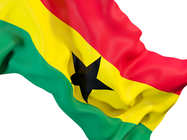 Равевающийся флаг крупным планом. Скачать флаг. Гана