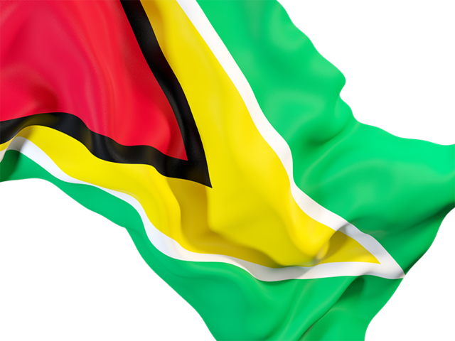 Равевающийся флаг крупным планом. Скачать флаг. Гайана