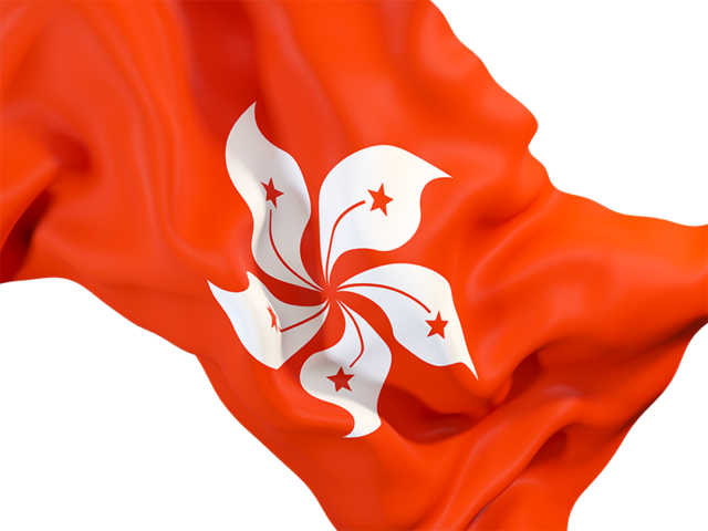 Равевающийся флаг крупным планом. Скачать флаг. Гонконг