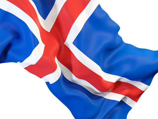 Равевающийся флаг крупным планом. Скачать флаг. Исландия