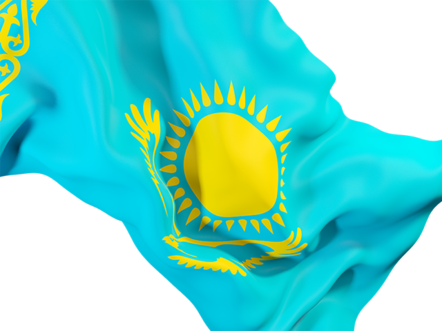 Равевающийся флаг крупным планом. Скачать флаг. Казахстан