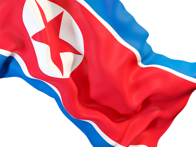 Равевающийся флаг крупным планом. Скачать флаг. Северная Корея