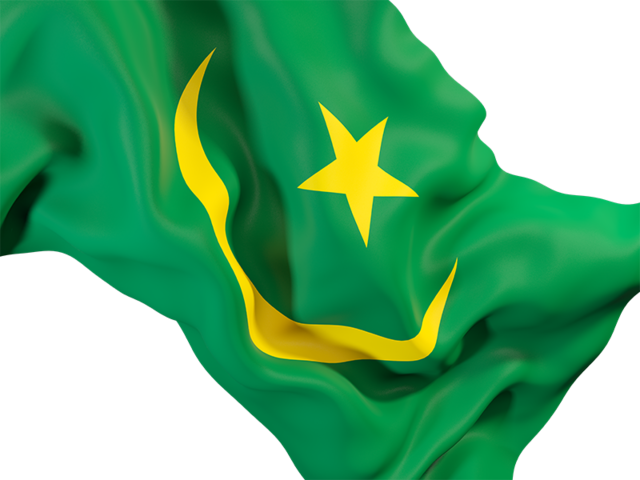 Равевающийся флаг крупным планом. Скачать флаг. Мавритания