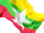 Мьянма. Равевающийся флаг крупным планом. Скачать иконку.