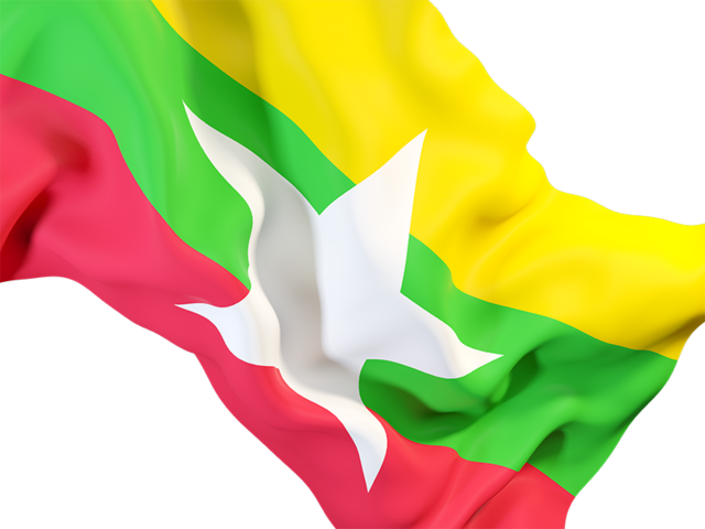 Waving flag closeup. Download flag icon of Myanmar at PNG format