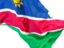 Намибия. Равевающийся флаг крупным планом. Скачать иллюстрацию.