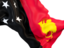 Папуа — Новая Гвинея. Равевающийся флаг крупным планом. Скачать иллюстрацию.